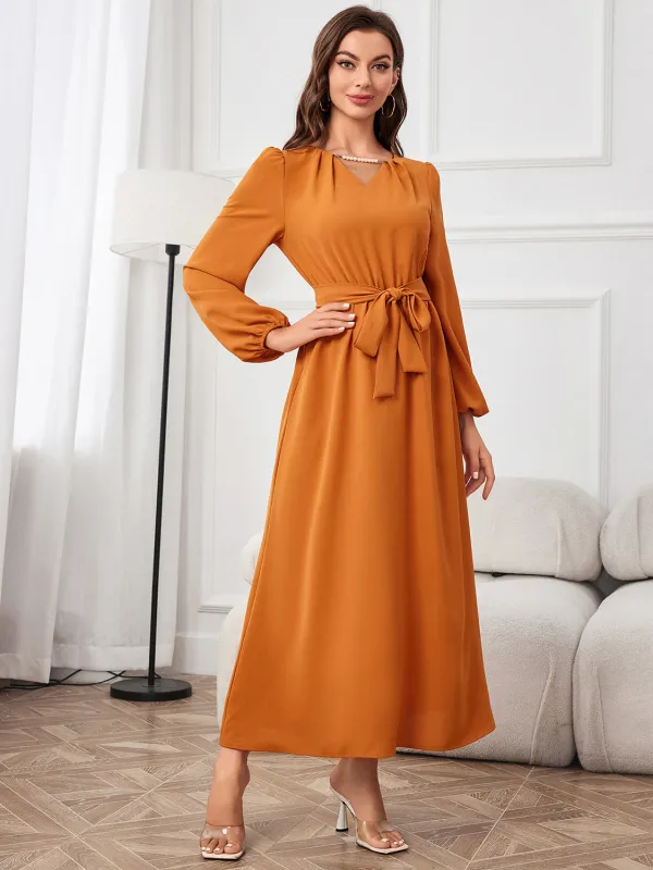 Tie Waist Puff Sleeve Maxi Dress sold by Gigi Laurent