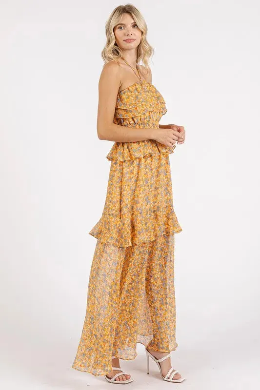 Mittoshop Ruffled Smocked Floral Halter Neck Maxi Dress sold by Gigi Laurent product image thumbnail 4