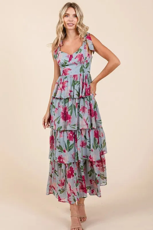 Mittoshop Layered Floral Sweetheart Neck Maxi Dress sold by Gigi Laurent product image thumbnail 3