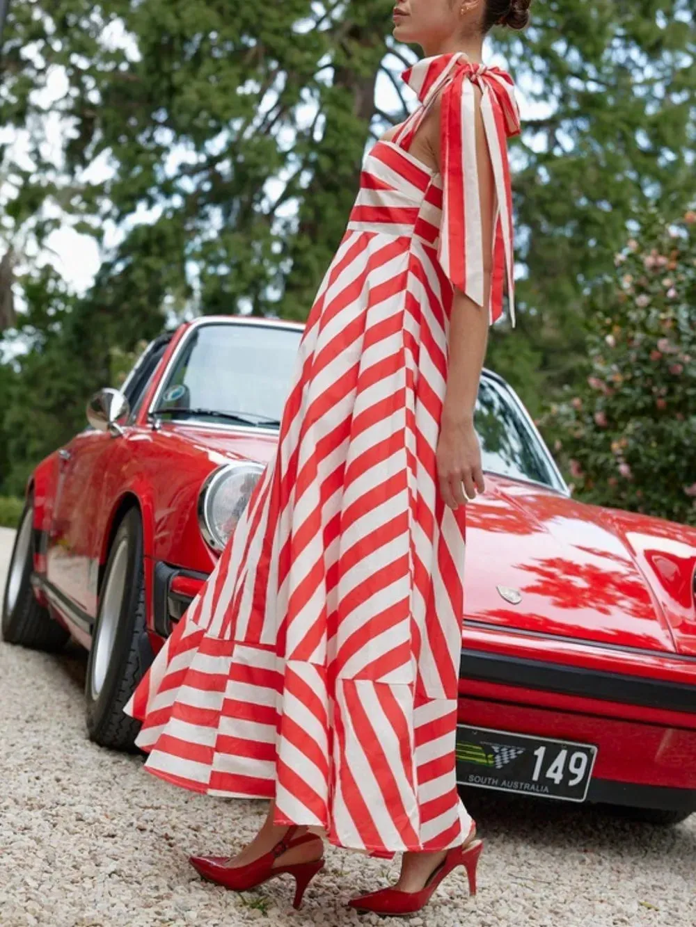 Striped Square Neck Wide Strap Dress sold by Gigi Laurent product image thumbnail 4