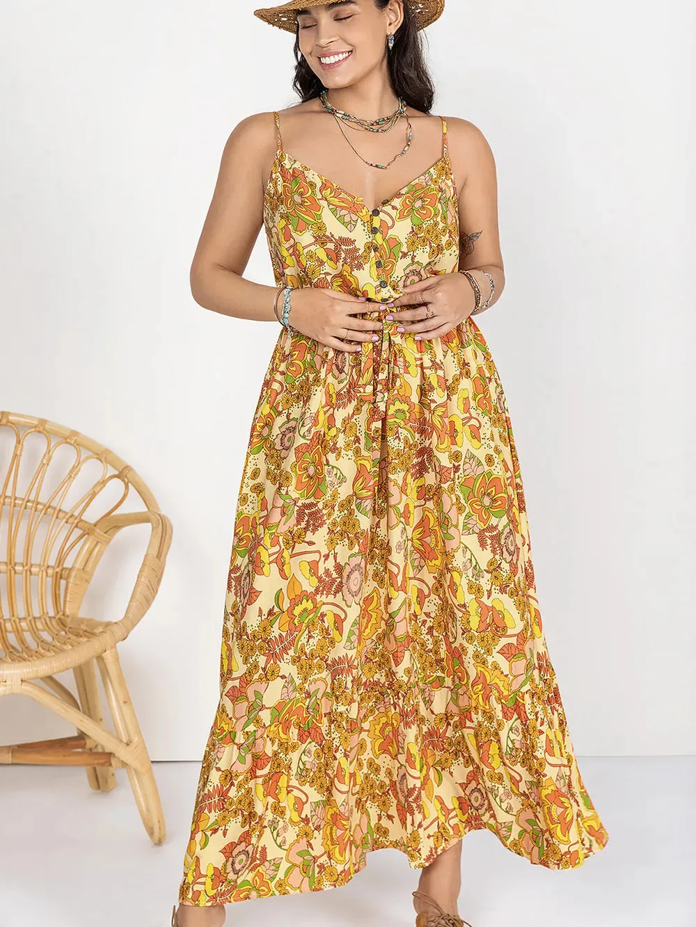 Plus Size Printed V-Neck Maxi Cami Dress sold by Gigi Laurent product image thumbnail 5