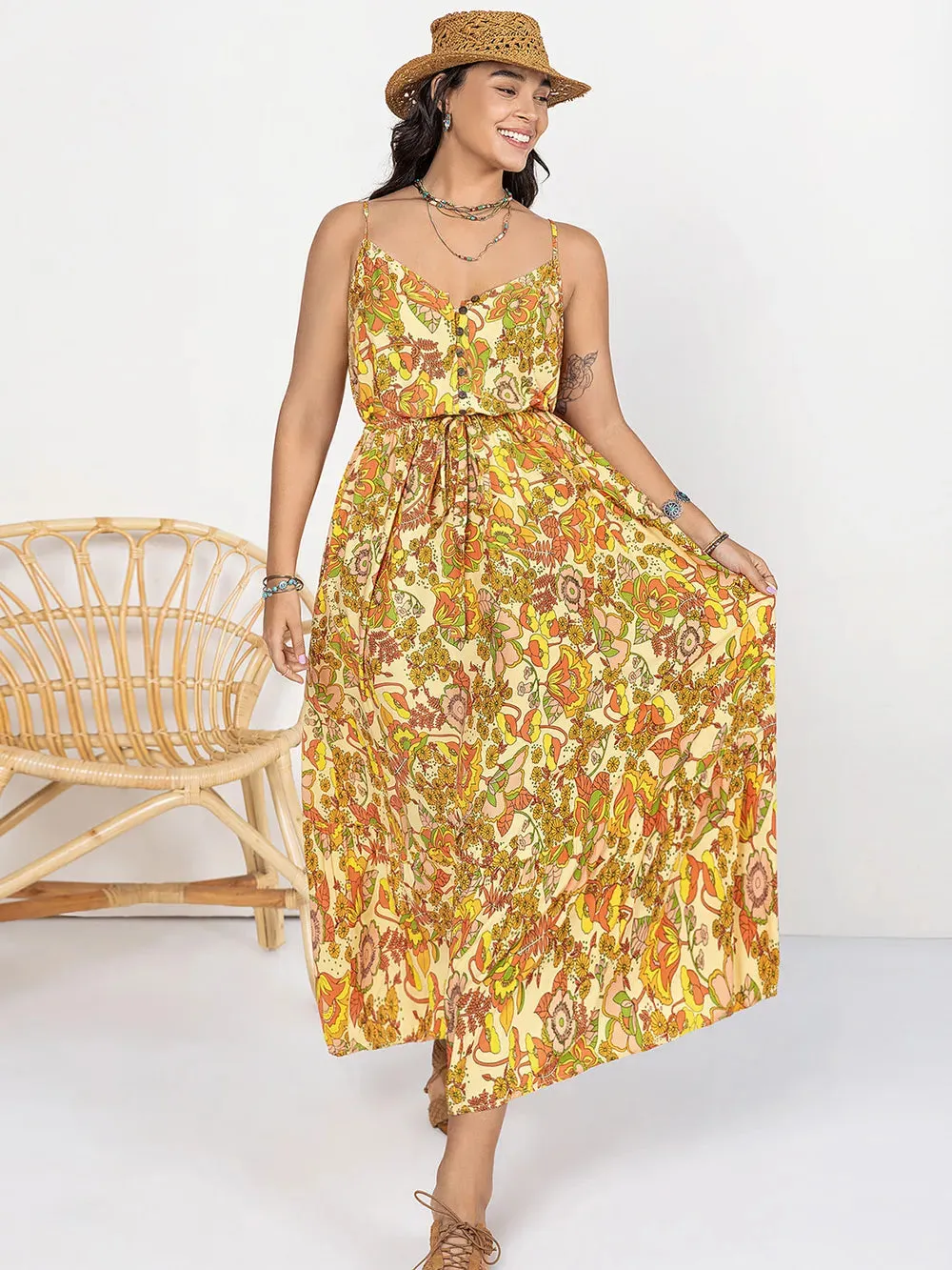 Plus Size Printed V-Neck Maxi Cami Dress sold by Gigi Laurent product image thumbnail 4