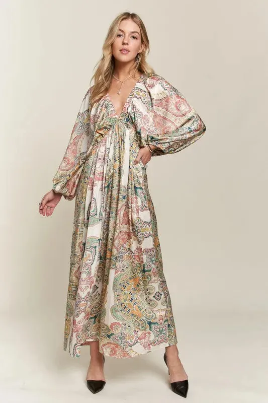ADORA Printed V-Neck Batwing Sleeve Dress sold by Gigi Laurent