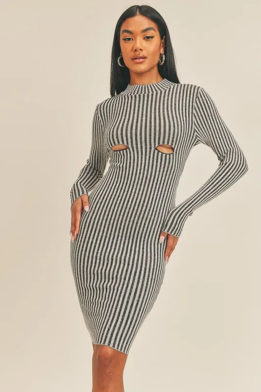 Long Sleeve Stripe Print Midi Dress sold by Gigi Laurent