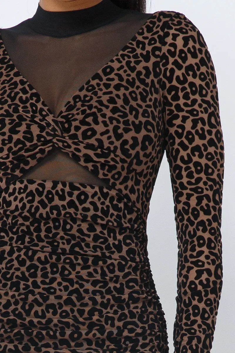 Animal Print Long Sleeve Mock Neck Mini Dress sold by Gigi Laurent product image thumbnail 5
