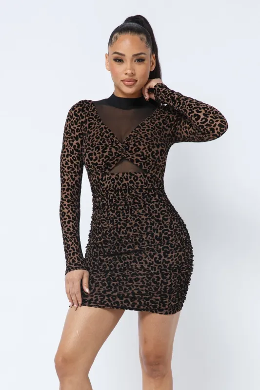 Animal Print Long Sleeve Mock Neck Mini Dress sold by Gigi Laurent
