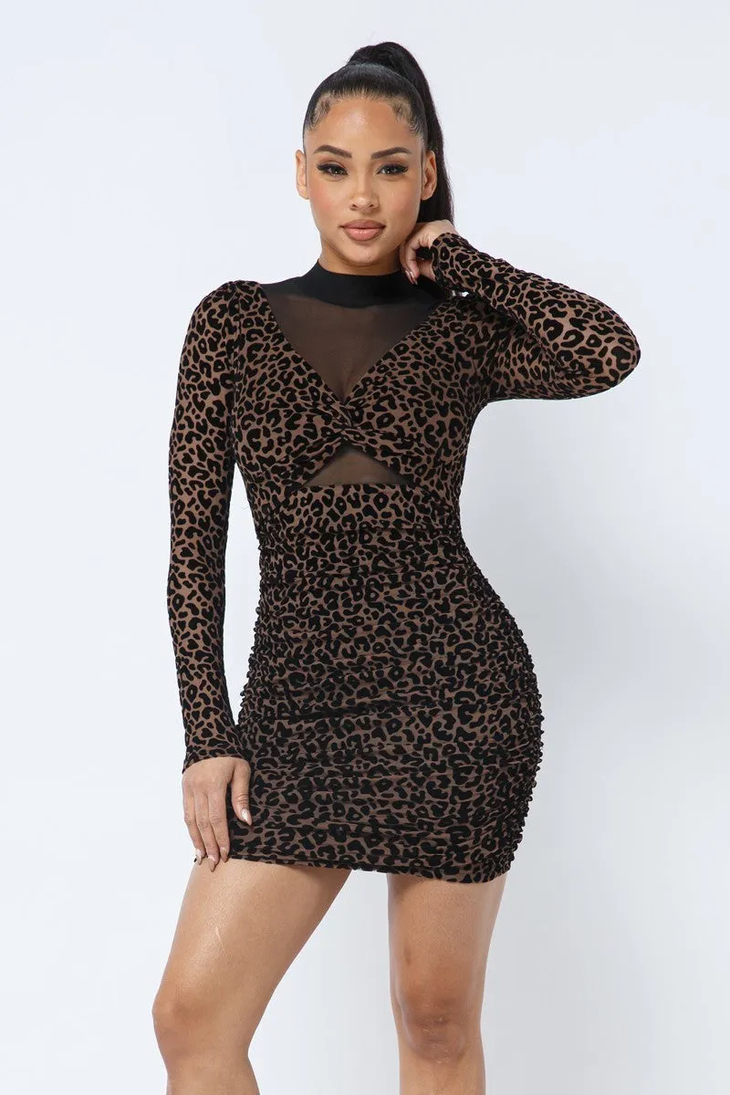 Animal Print Long Sleeve Mock Neck Mini Dress sold by Gigi Laurent