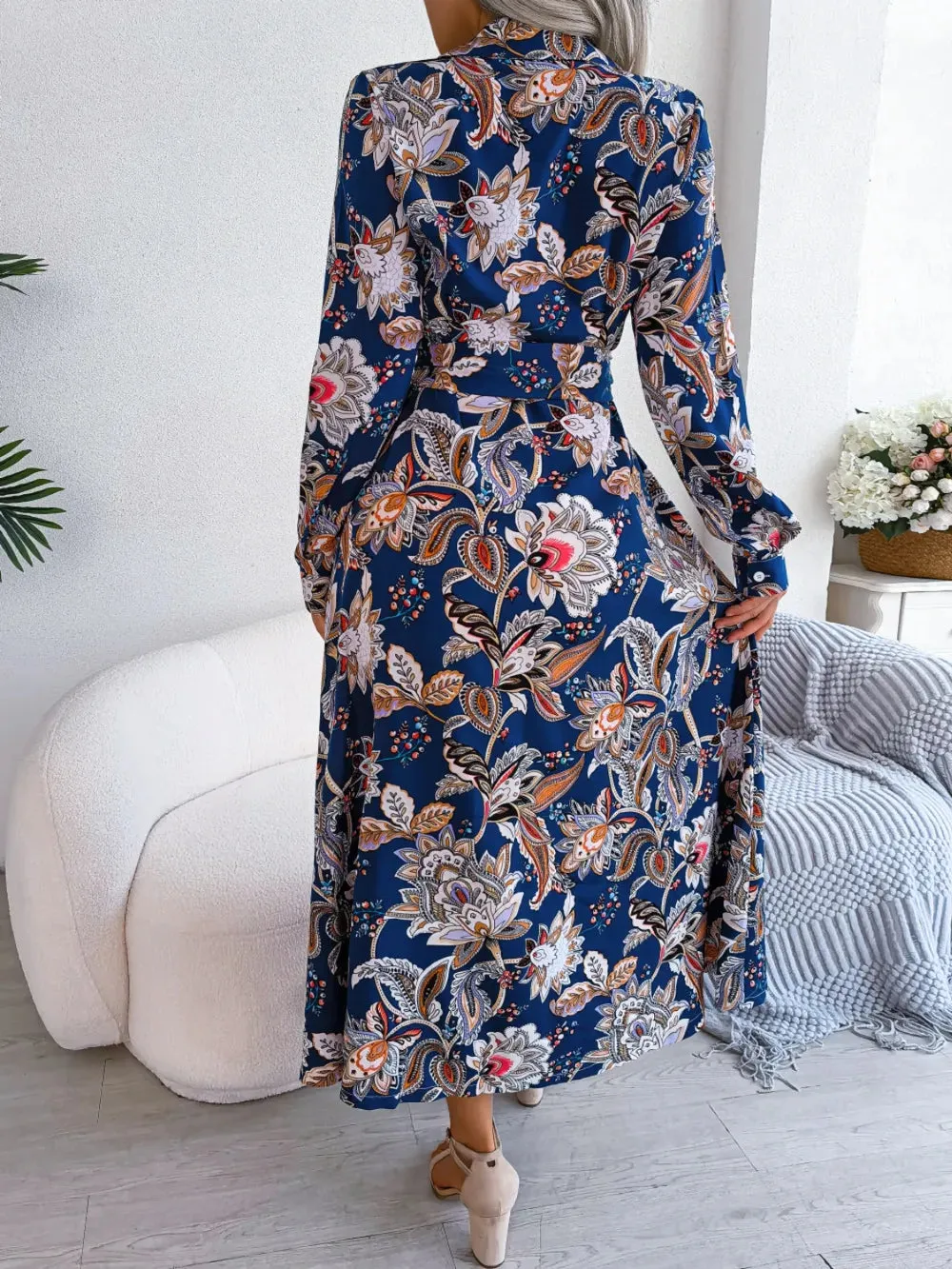 Tied Printed Long Sleeve Midi Dress sold by Gigi Laurent product image thumbnail 2