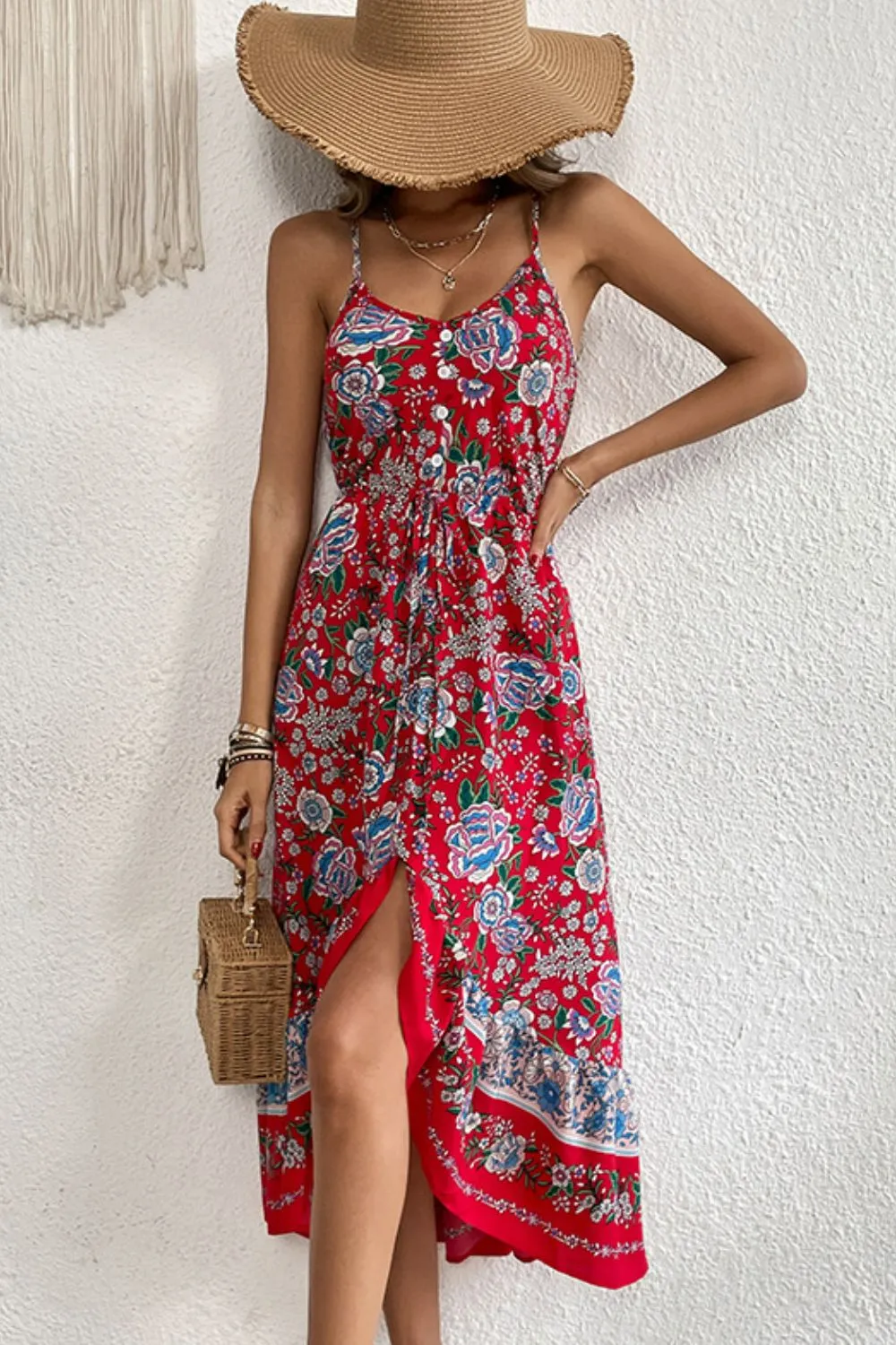 Perfee Bohemian Decorative Button Spaghetti Strap Dress sold by Gigi Laurent product image thumbnail 5
