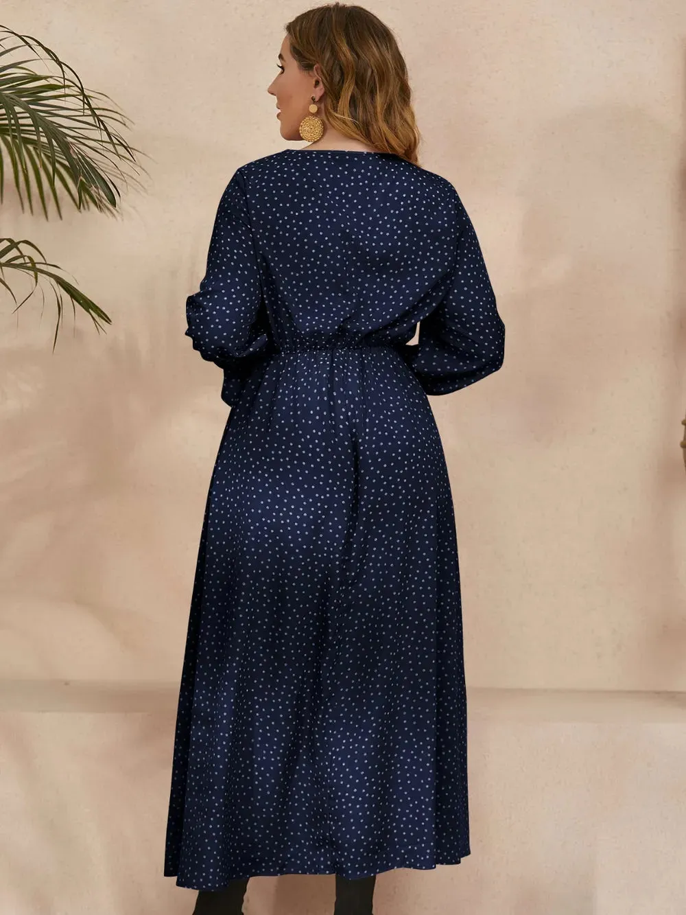 Honey Plus Size Ruffled Polka Dot Long Sleeve Midi Dress sold by Gigi Laurent product image thumbnail 2