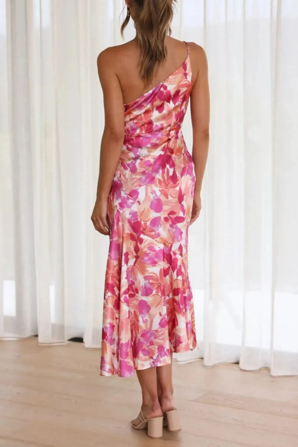 Ruched Printed Single Shoulder Midi Dress sold by Gigi Laurent product image thumbnail 2