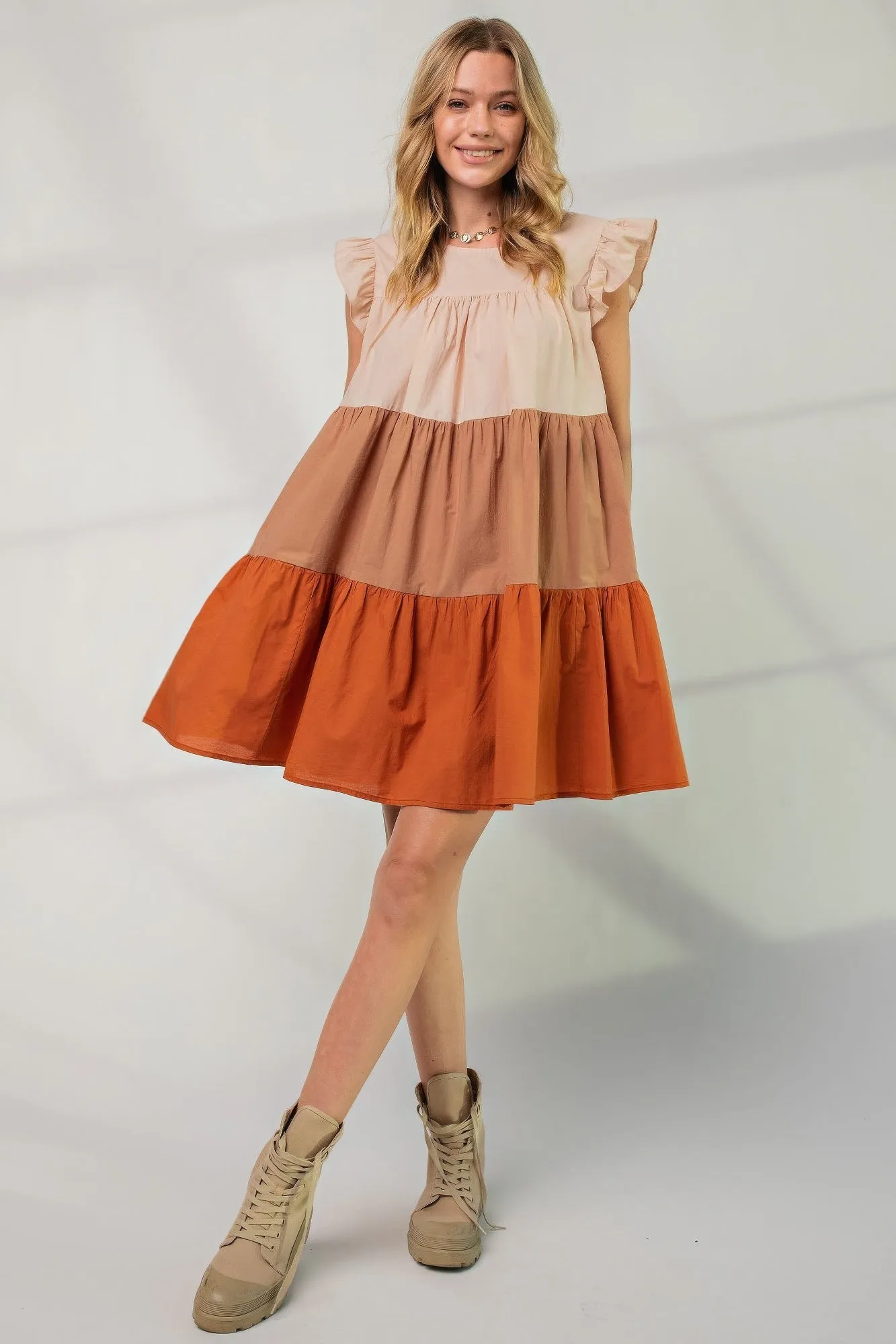 Poplin Tiered Color Block Dress sold by Gigi Laurent product image thumbnail 2