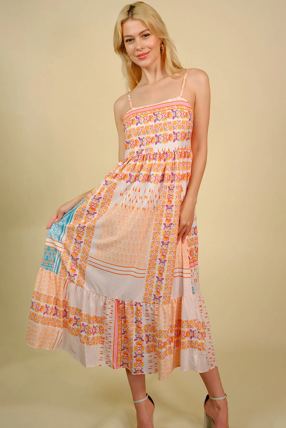 Printed Spaghetti Strap Smocked Midi Dress sold by Gigi Laurent product image thumbnail 3