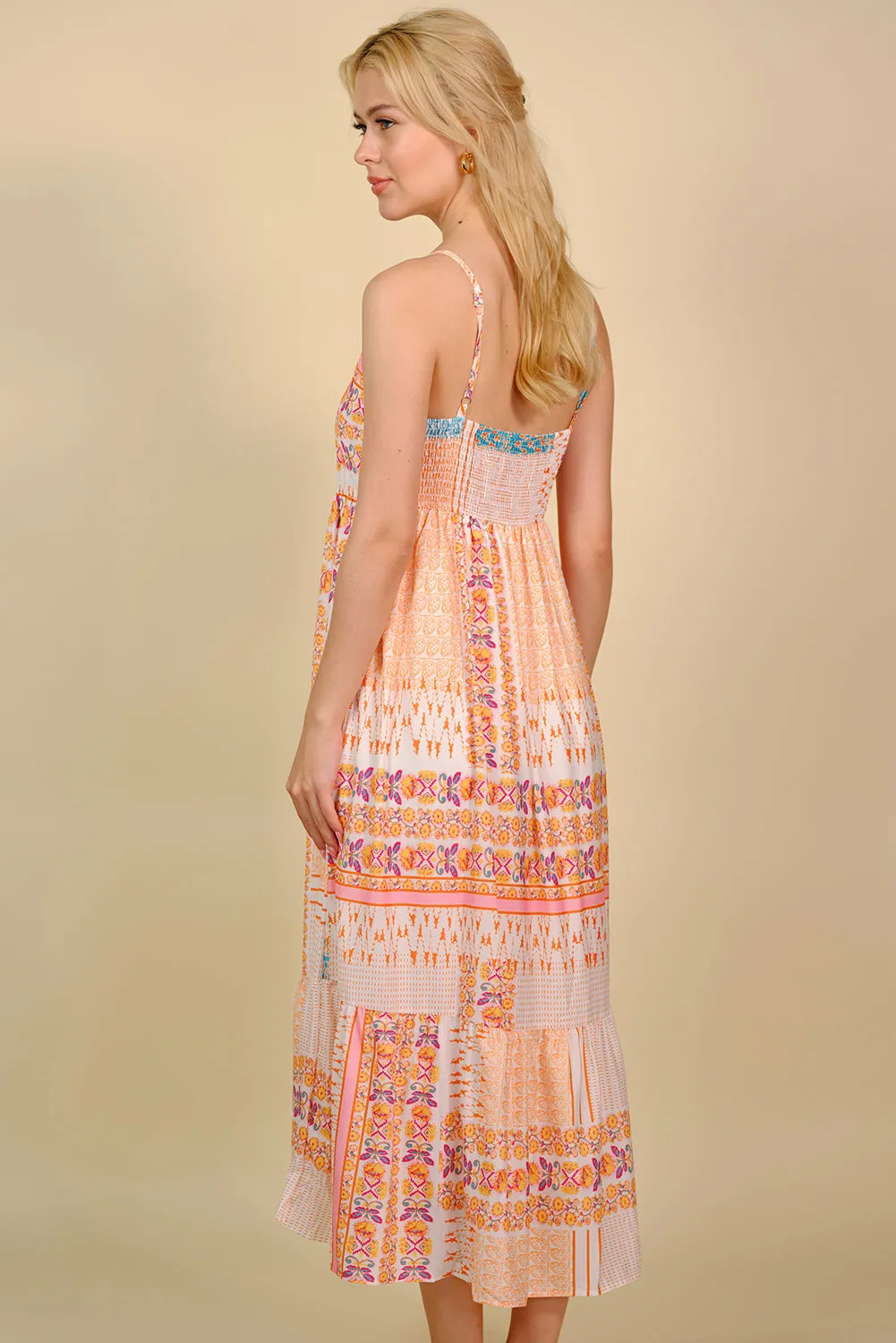 Printed Spaghetti Strap Smocked Midi Dress sold by Gigi Laurent product image thumbnail 2
