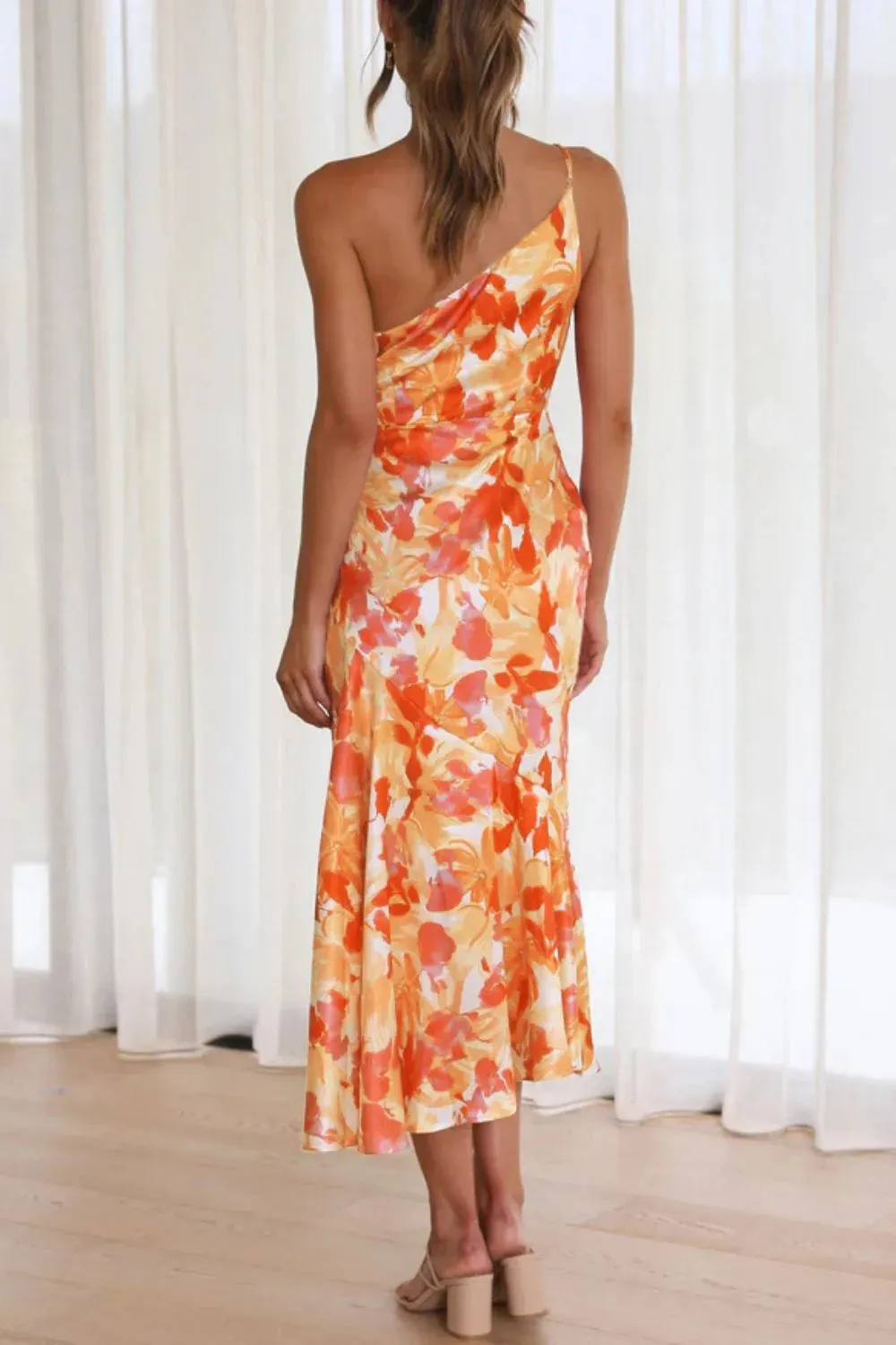 Ruched Printed Single Shoulder Midi Dress sold by Gigi Laurent product image thumbnail 3