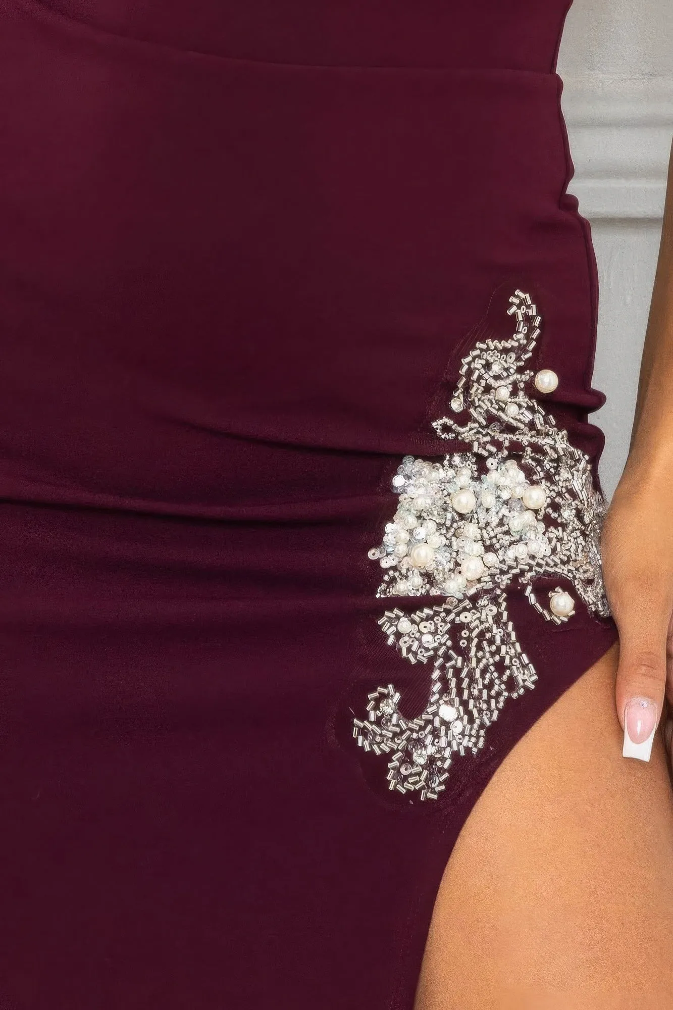Beaded Embroidered Near Slit Detail Maxi Ddress sold by Gigi Laurent product image thumbnail 3