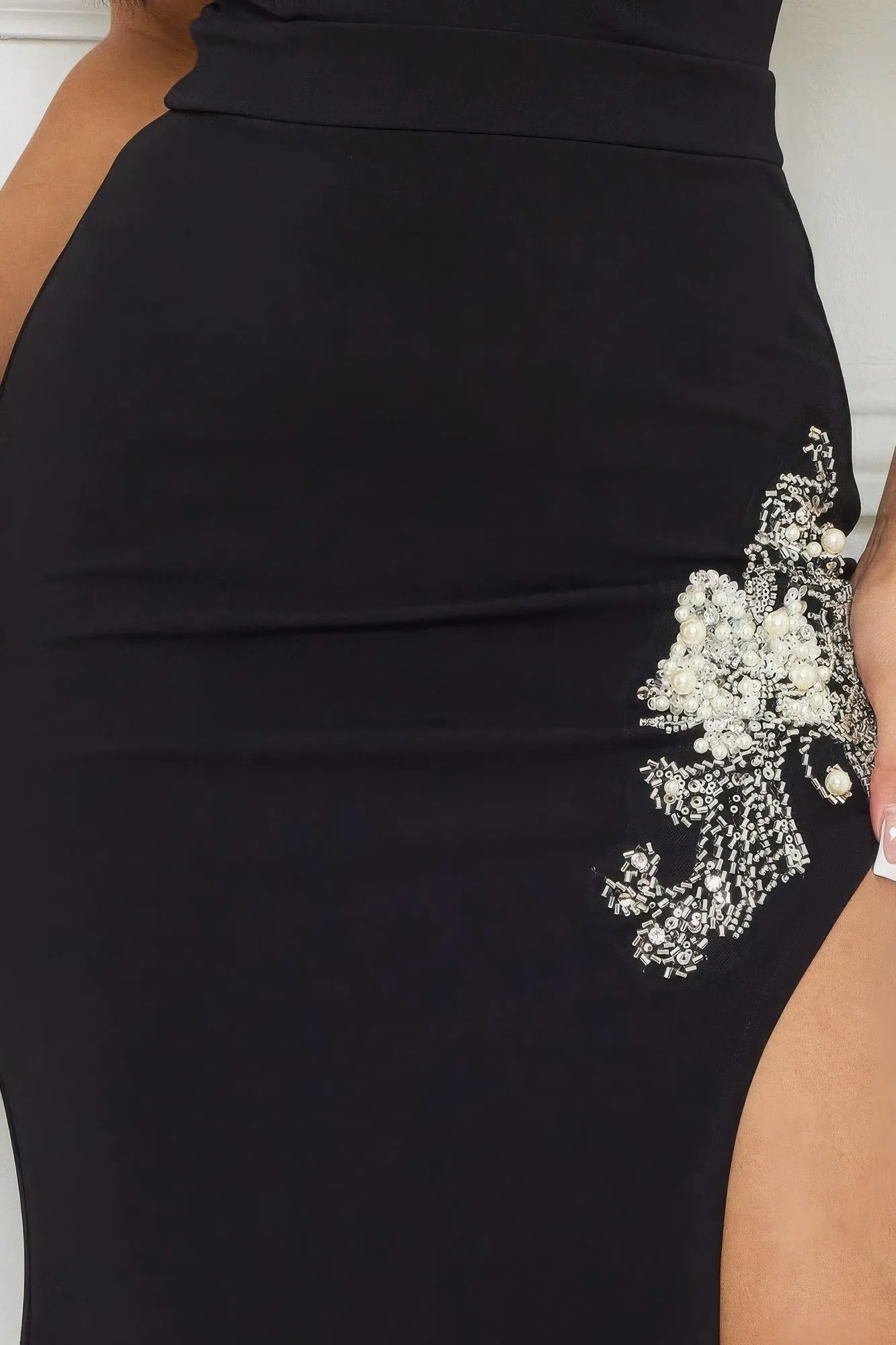 Beaded Embroidered Near Slit Detail Maxi Ddress sold by Gigi Laurent product image thumbnail 3