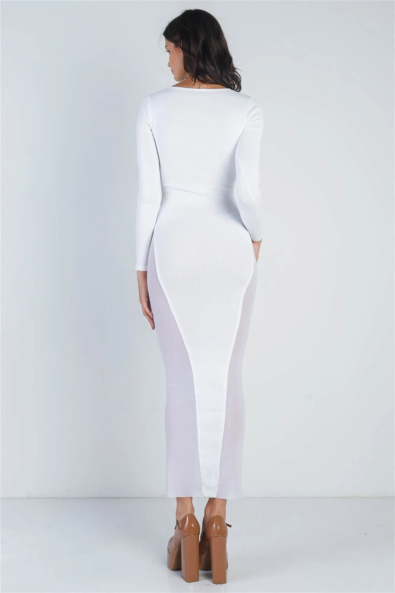 Cutout Bust Mesh Side Detail Long Sleeve Dress sold by Gigi Laurent product image thumbnail 2