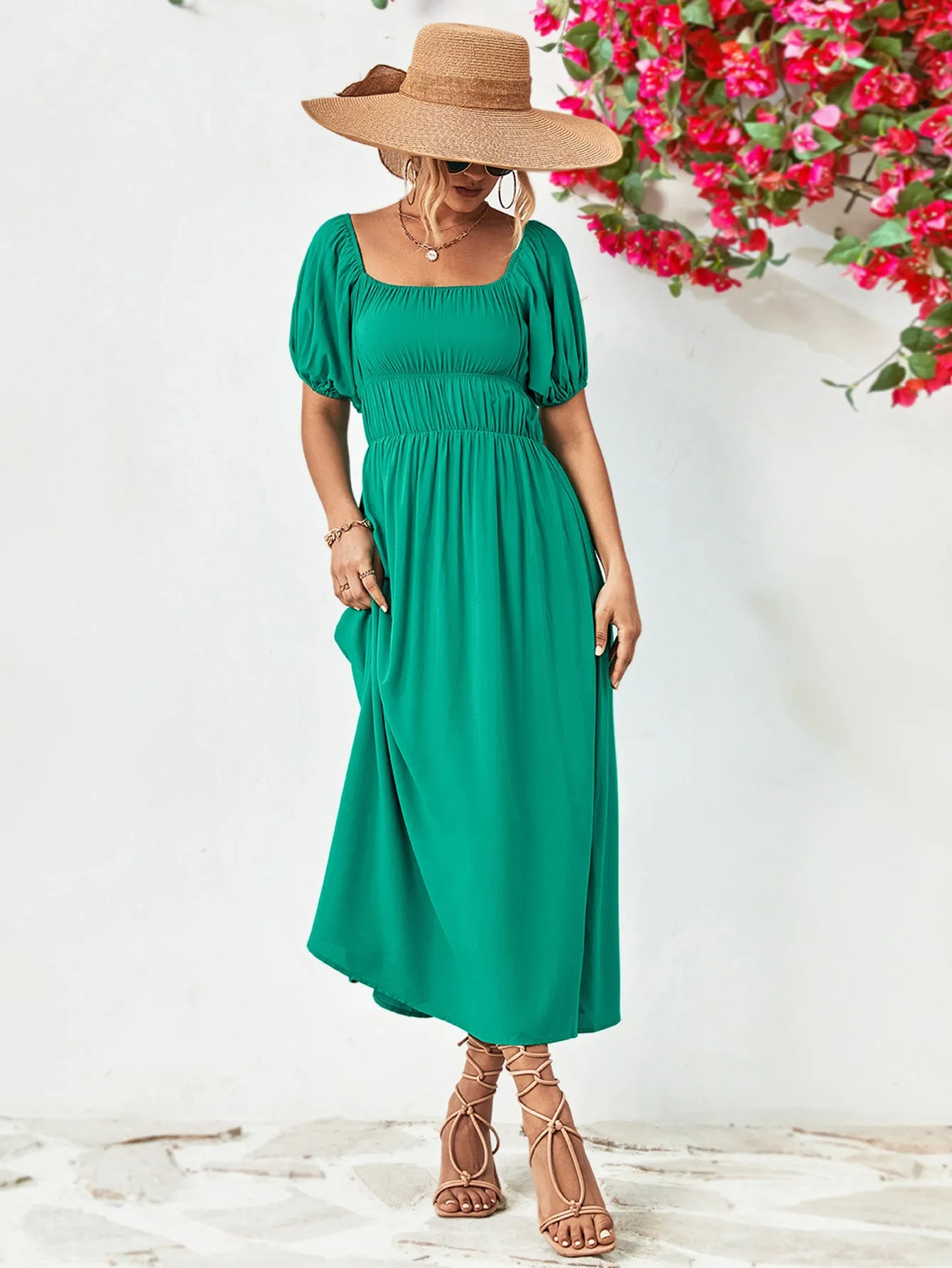 Off-Shoulder Balloon Sleeve Midi Dress sold by Gigi Laurent product image thumbnail 5