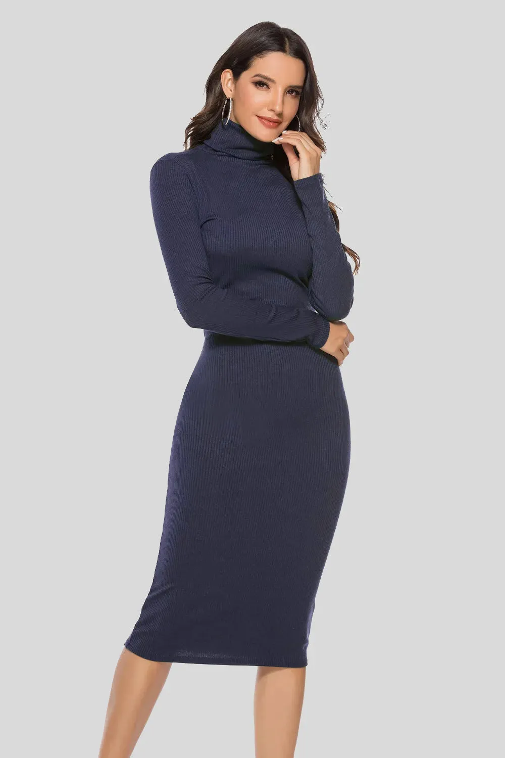 Ribbed Turtleneck Long Sleeve Dress sold by Gigi Laurent
