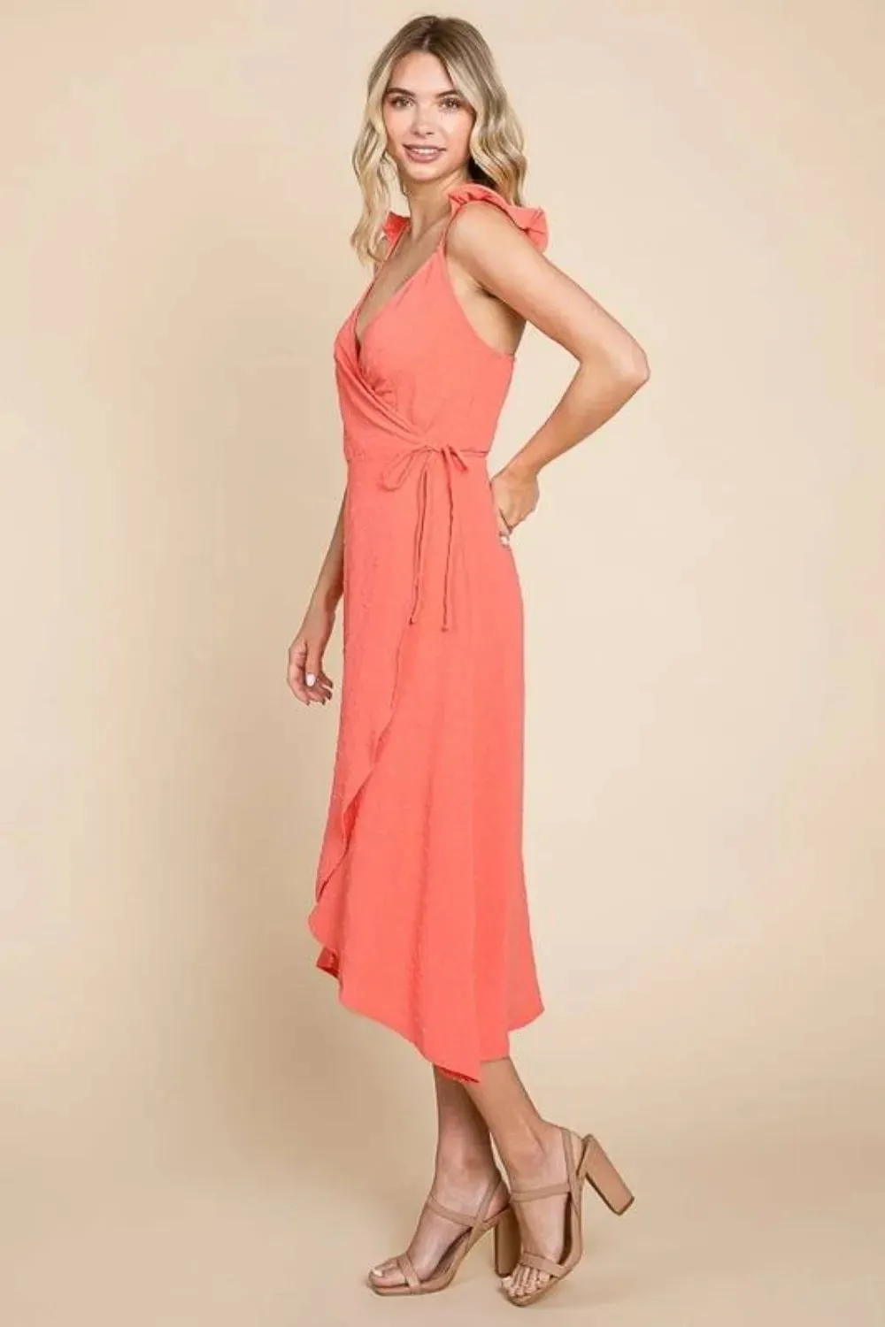 Culture Code Ruffle Detail Surplice Wrap Slip Dress sold by Gigi Laurent product image thumbnail 3