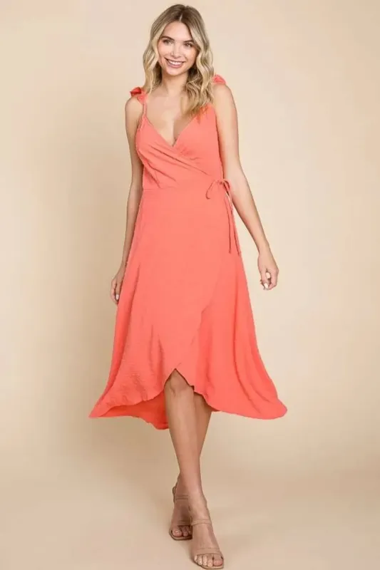 Culture Code Ruffle Detail Surplice Wrap Slip Dress sold by Gigi Laurent