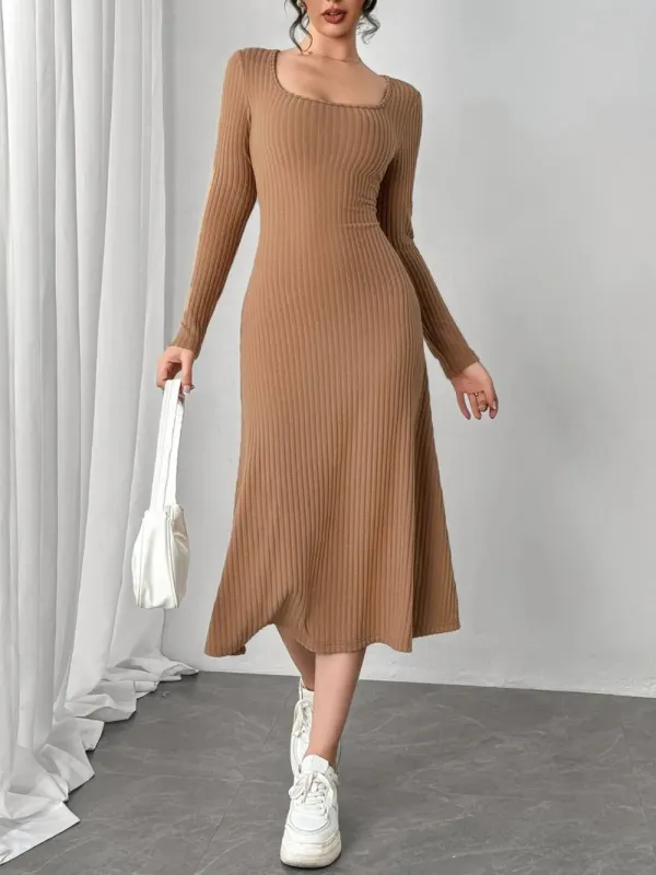 Square Neck Long Sleeve Midi Wrap Dress sold by Gigi Laurent