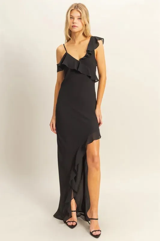 HYFVE Chiffon Ruffle Trim Midi Dress sold by Gigi Laurent