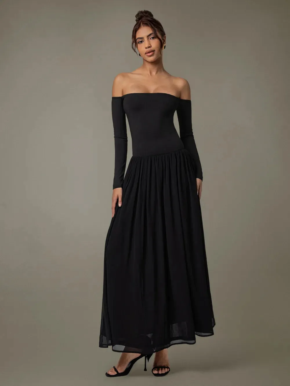 Off Shoulder Long Sleeve Maxi Dress sold by Gigi Laurent product image thumbnail 2