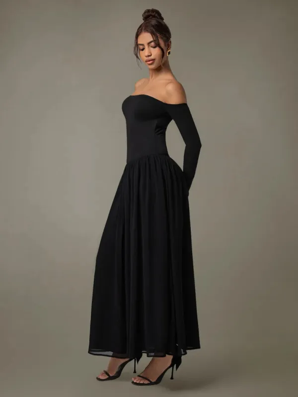 Off Shoulder Long Sleeve Maxi Dress sold by Gigi Laurent