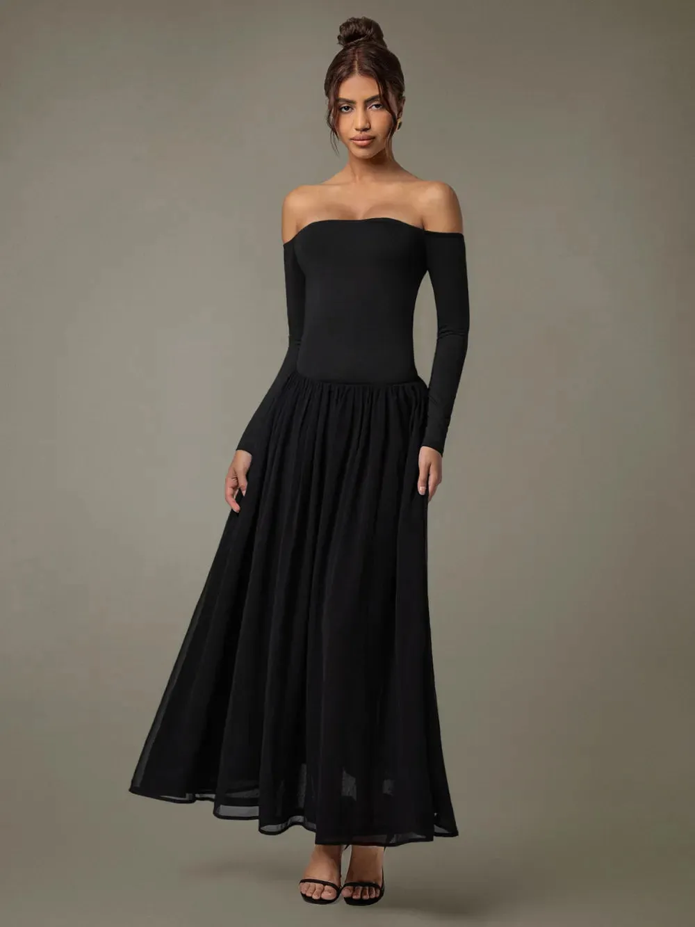 Off Shoulder Long Sleeve Maxi Dress sold by Gigi Laurent product image thumbnail 5