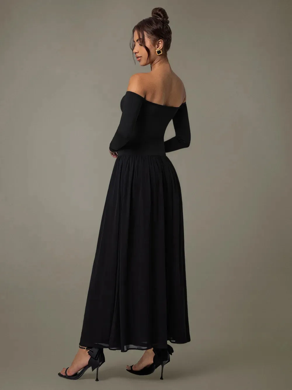 Off Shoulder Long Sleeve Maxi Dress sold by Gigi Laurent product image thumbnail 3