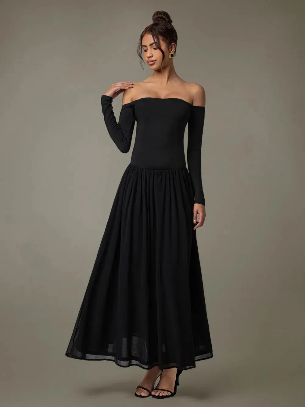 Off Shoulder Long Sleeve Maxi Dress sold by Gigi Laurent product image thumbnail 4