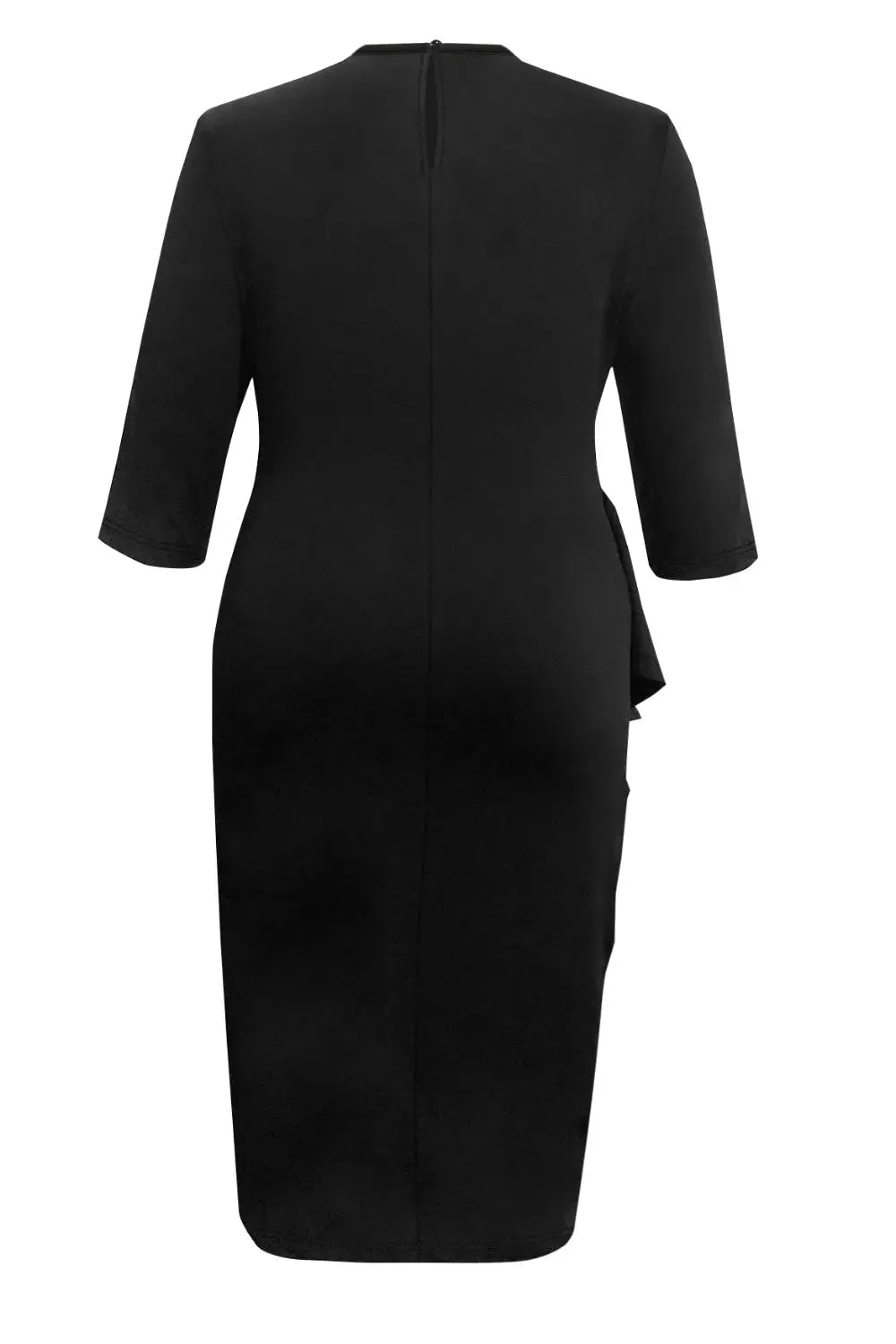 Plus Size Ruffle Trim Round Neck Long Sleeve Dress sold by Gigi Laurent product image thumbnail 2