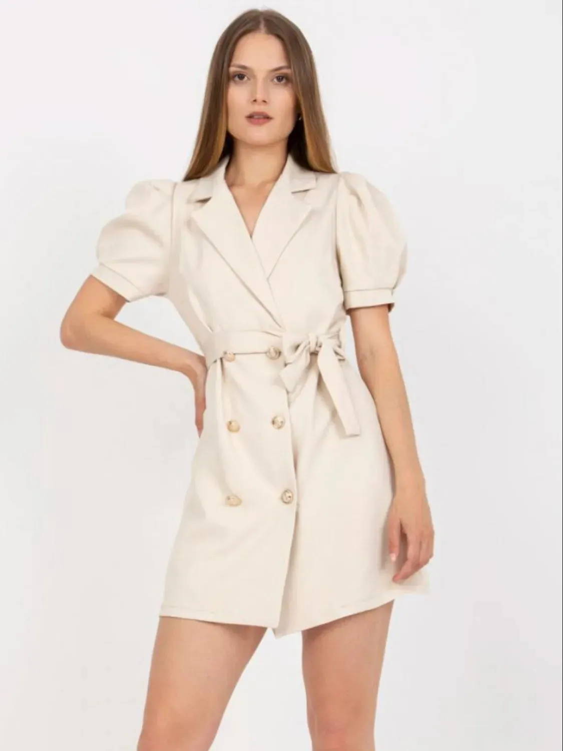 Tie Waist Short Sleeve Blazer Dress sold by Gigi Laurent product image thumbnail 4