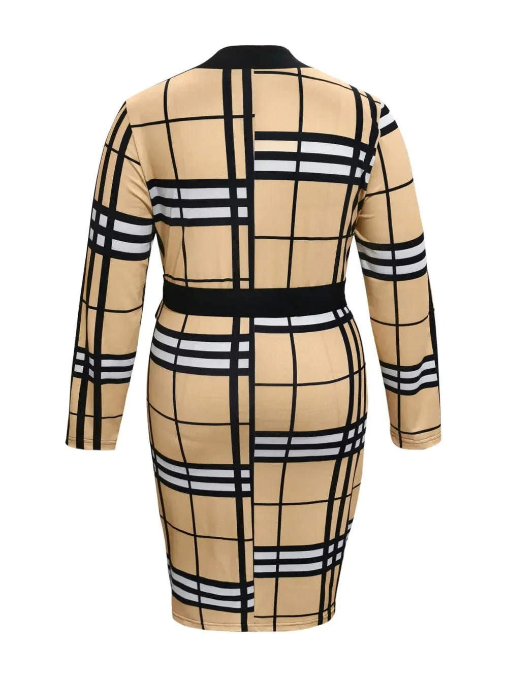 Plus Size Plaid V-Neck Long Sleeve Wrap Dress sold by Gigi Laurent product image thumbnail 2