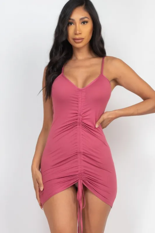 Adjustable Ruched Front Detail Mini Dress sold by Gigi Laurent