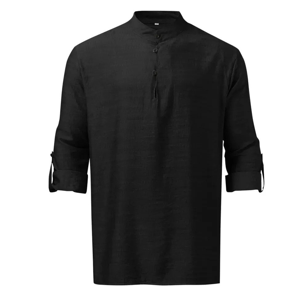 Men's Full Size Half Button Long Sleeve Shirt Plus Size sold by Gigi Laurent product image thumbnail 2