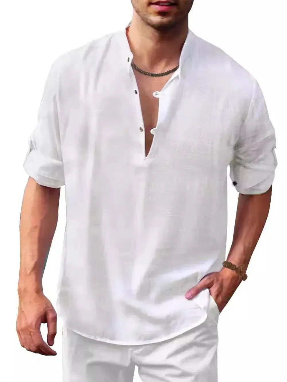 Men's Full Size Half Button Long Sleeve Shirt Plus Size sold by Gigi Laurent product image thumbnail 4