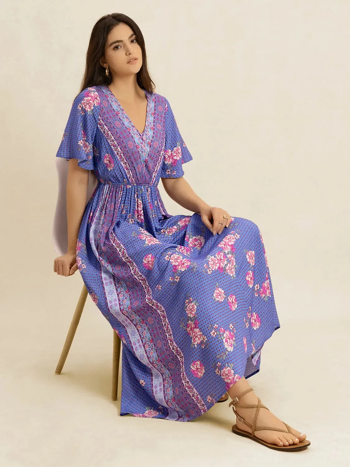 Printed Short Sleeve Midi Dress sold by Gigi Laurent product image thumbnail 5