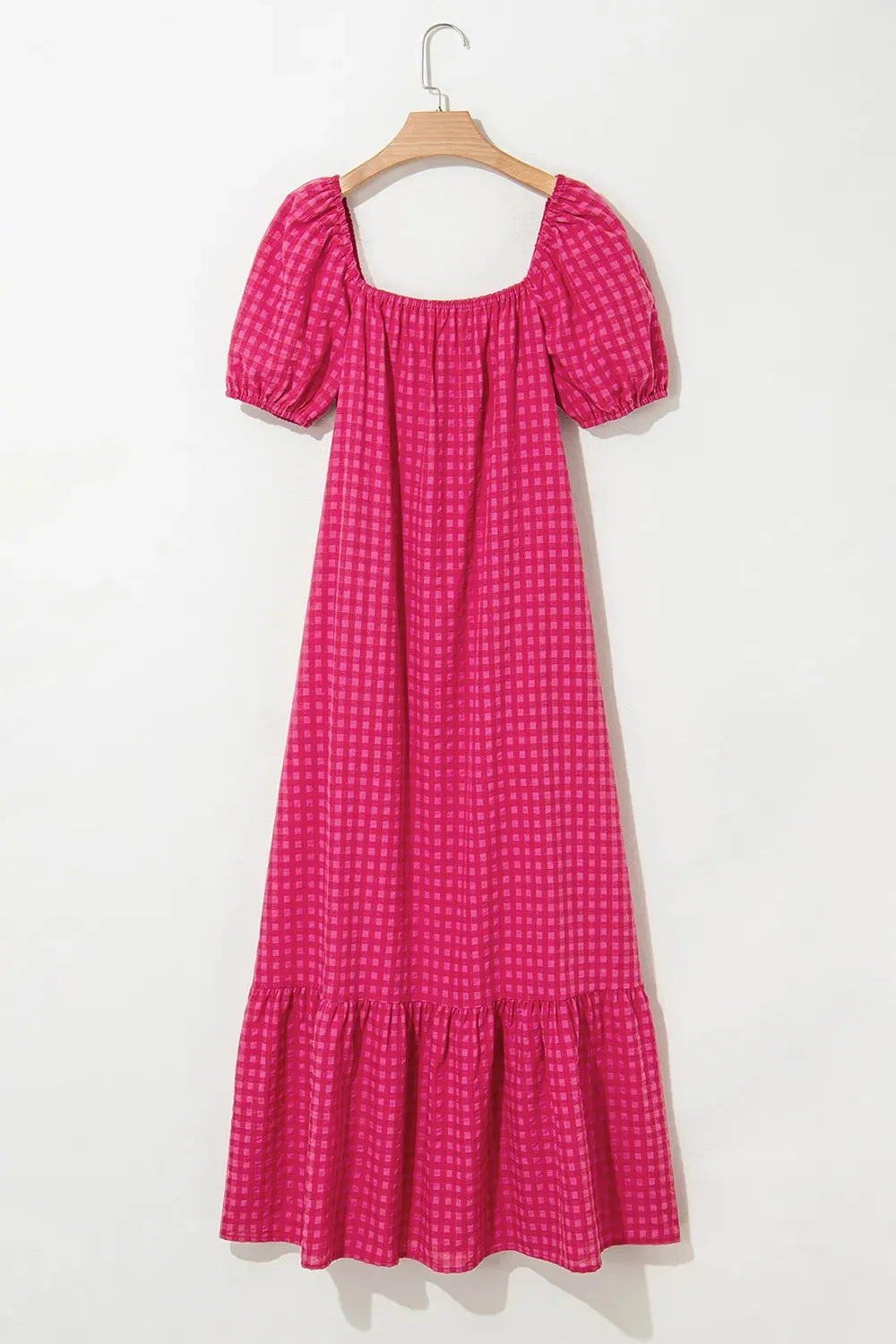 SYNZ Gingham Check Bubble Sleeve Ruffled Maxi Dress sold by Gigi Laurent product image thumbnail 5