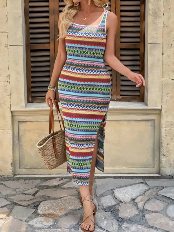 Square Neck Wide Strap Midi Tank Dress sold by Gigi Laurent