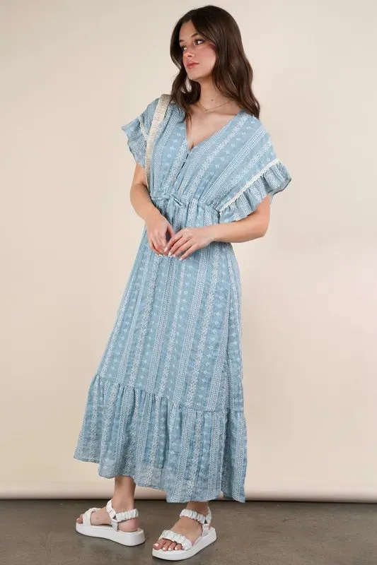 VERY J Embroidered Boho Ruffled Midi Dress sold by Gigi Laurent product image thumbnail 5