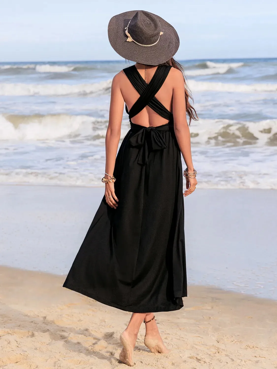 Surplice Sleeveless Ruched Midi Dress sold by Gigi Laurent product image thumbnail 4