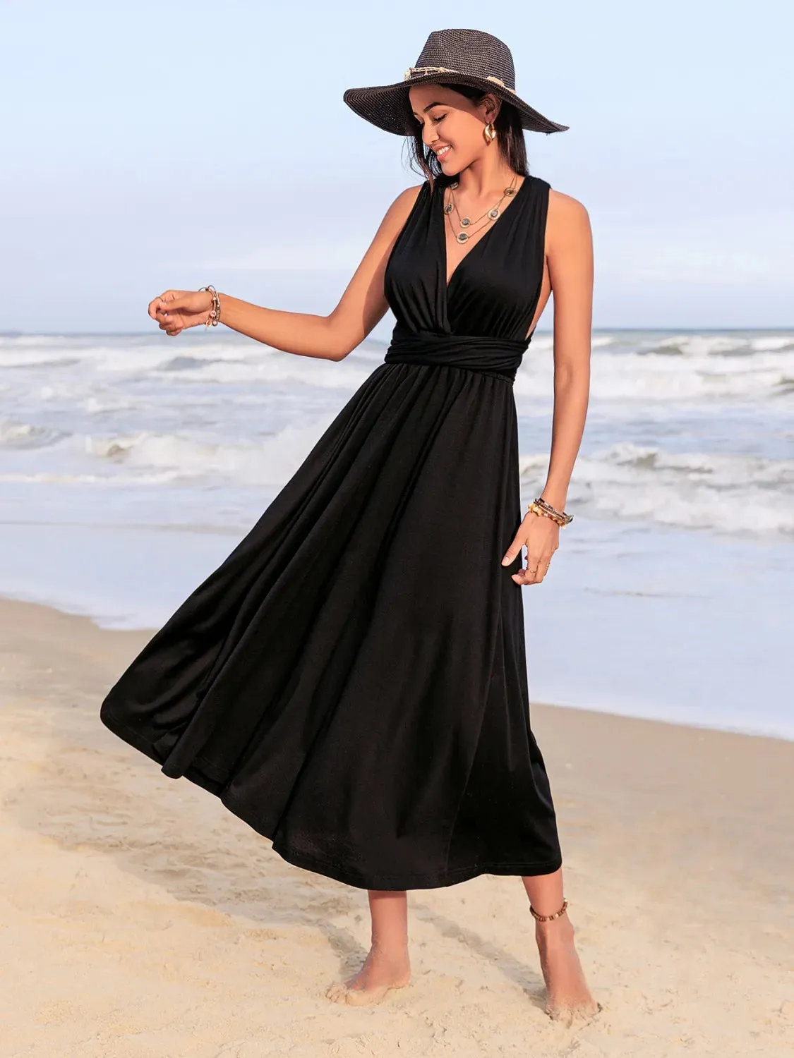 Surplice Sleeveless Ruched Midi Dress sold by Gigi Laurent product image thumbnail 3