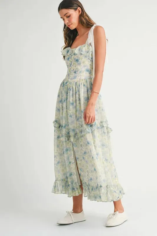 MABLE Floral Printed Shoulder Strap Midi Dress sold by Gigi Laurent product image thumbnail 5