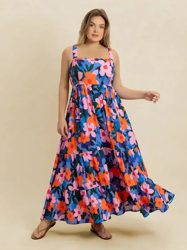 Plus Size Printed Square Neck Cami Dress sold by Gigi Laurent