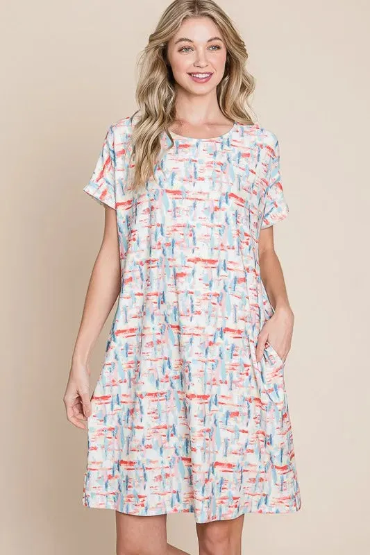 BOMBOM Printed Round Neck Short Sleeve Tee Dress sold by Gigi Laurent product image thumbnail 2