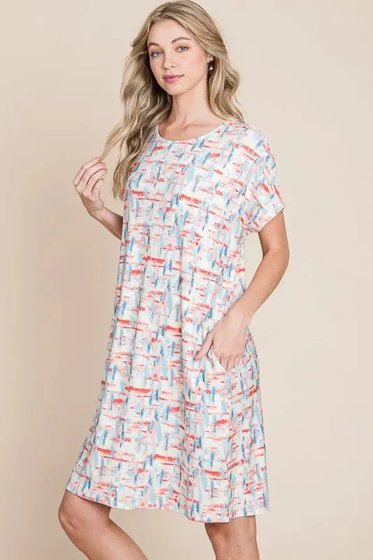 BOMBOM Printed Round Neck Short Sleeve Tee Dress sold by Gigi Laurent product image thumbnail 3