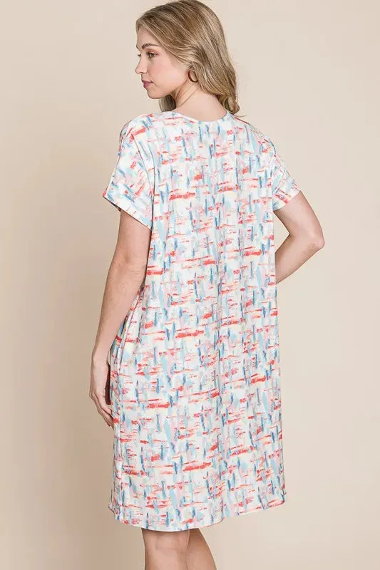 BOMBOM Printed Round Neck Short Sleeve Tee Dress sold by Gigi Laurent product image thumbnail 4